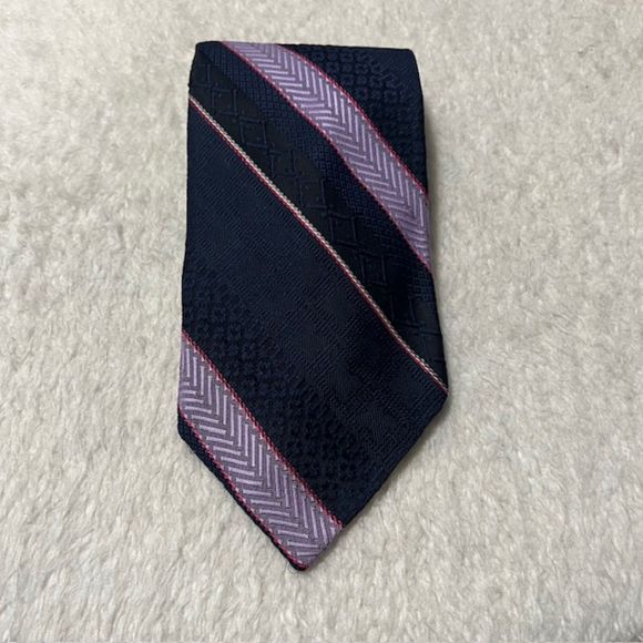 Sims Ltd Kwetz of Boston Vintage Black Purple Silk Blend Neck Tie - Picture 2 of 7